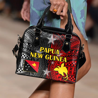 Papua New Guinea Seal With Flag Polynesian Pattern Shoulder Handbags