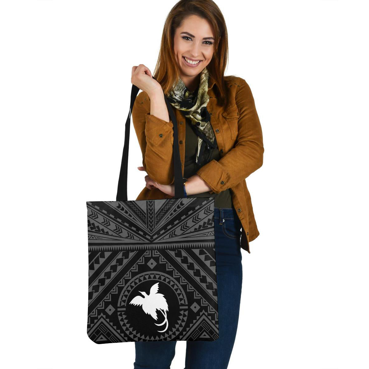 Papua New Guinea Custom Personalised Tote Bag Polynesian Tattoo Style