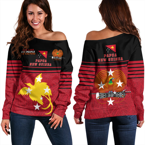 Papua New Guinea Off Shoulder Sweatshirt Our Land Our People Our Culture