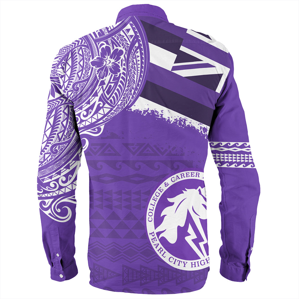 Hawaii Long Sleeve Shirt Pearl City High School With Crest Style