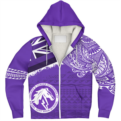 Hawaii Sherpa Hoodie Pearl City High School With Crest Style