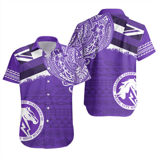 Hawaii Short Sleeve Shirt Pearl City High School With Crest Style