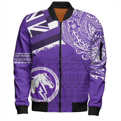 Hawaii Bomber Jacket Pearl City High School With Crest Style