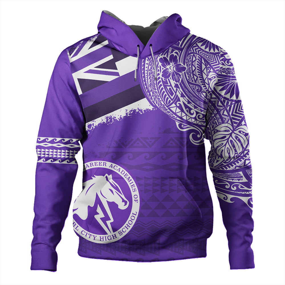 Hawaii Hoodie Pearl City High School With Crest Style