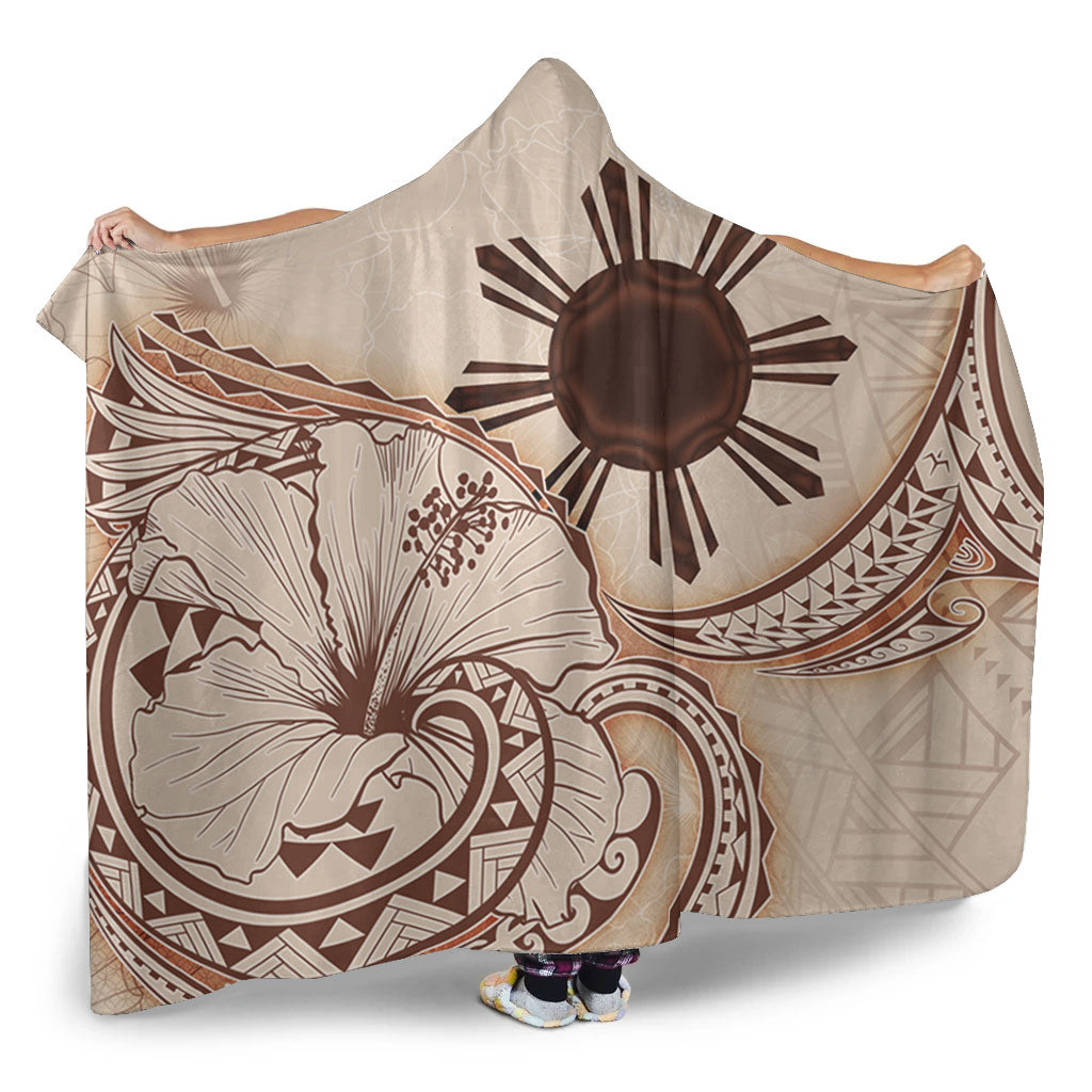 Philippines Filipinos Hooded Blanket Hibiscus Flower Vintage Style