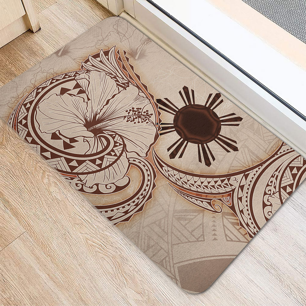 Philippines Filipinos Door Mat Hibiscus Flower Vintage Style