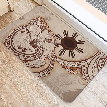 Philippines Filipinos Door Mat Hibiscus Flower Vintage Style
