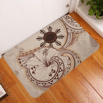 Philippines Filipinos Door Mat Hibiscus Flower Vintage Style