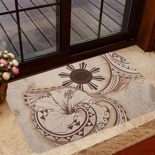 Philippines Filipinos Door Mat Hibiscus Flower Vintage Style