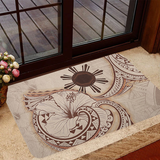 Philippines Filipinos Door Mat Hibiscus Flower Vintage Style