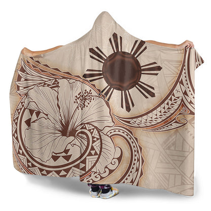 Philippines Filipinos Hooded Blanket Hibiscus Flower Vintage Style