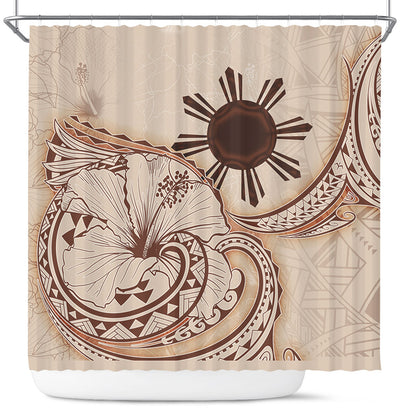 Philippines Filipinos Shower Curtain Hibiscus Flower Vintage Style
