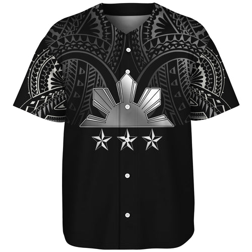 Philippines Filipinos Custom Personalised Baseball Shirt Black Sun And Stars Tribal Tatau Design