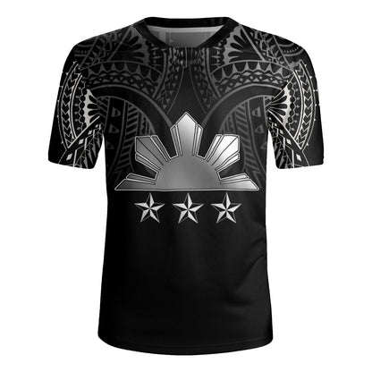 Philippines Filipinos Custom Personalised Rugby Jersey Black Sun And Stars Tribal Tatau Design
