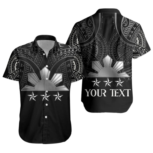 Philippines Filipinos Custom Personalised Short Sleeve Shirt Black Sun And Stars Tribal Tatau Design