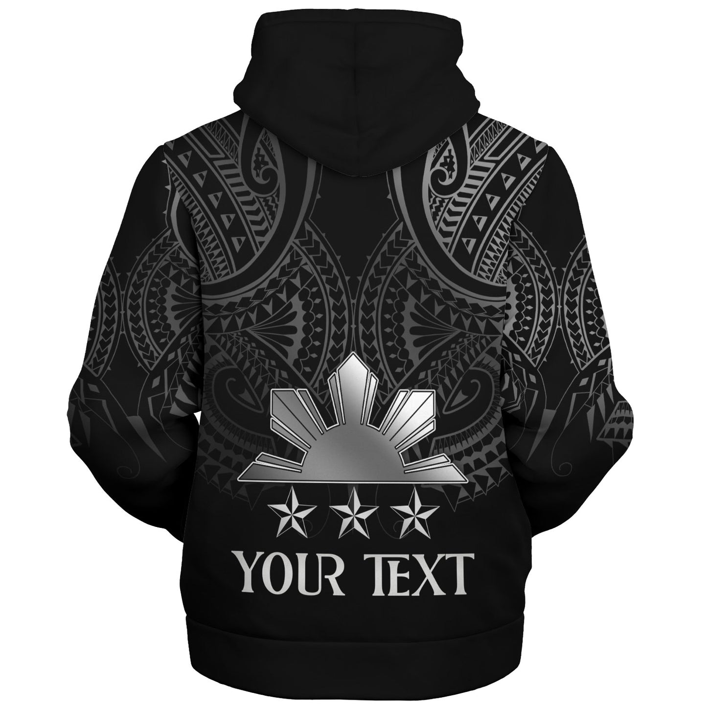 Philippines Filipinos Custom Personalised Sherpa Hoodie Black Sun And Stars Tribal Tatau Design