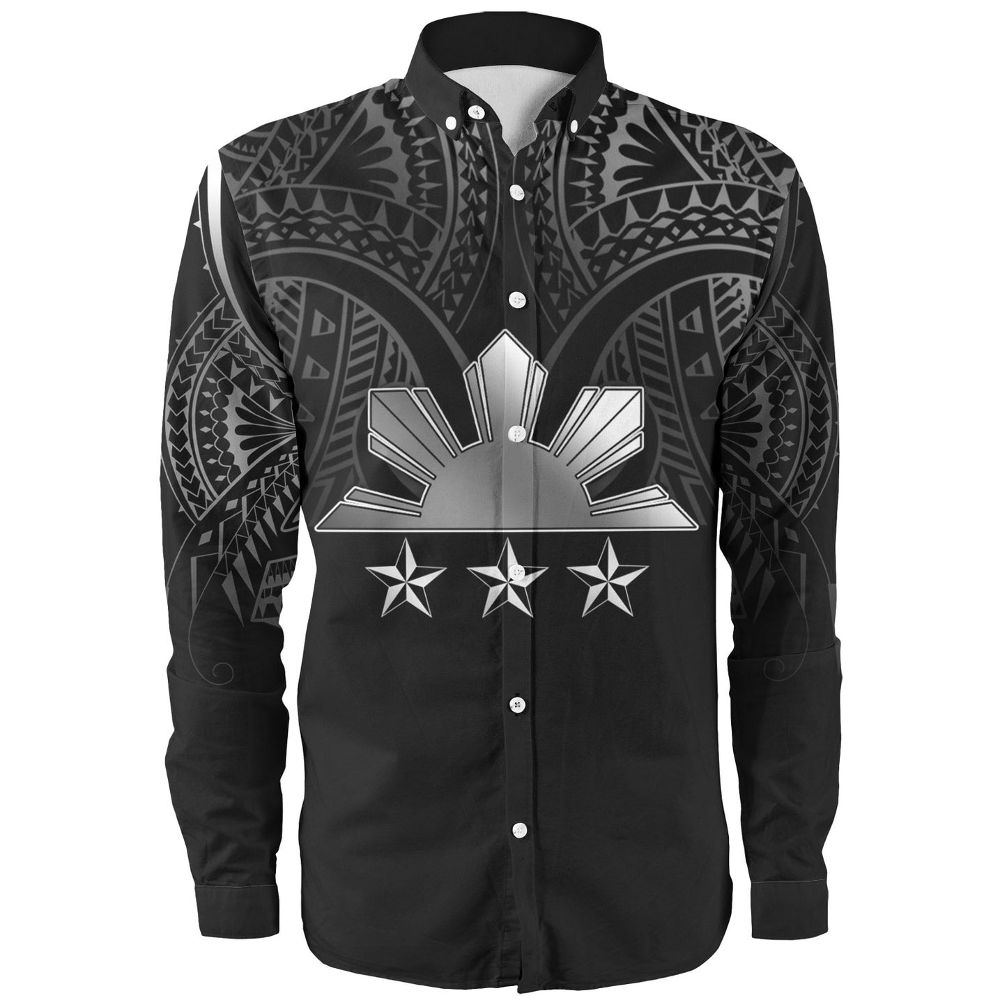 Philippines Filipinos Custom Personalised Long Sleeve Shirt Black Sun And Stars Tribal Tatau Design