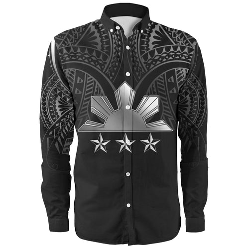Philippines Filipinos Custom Personalised Long Sleeve Shirt Black Sun And Stars Tribal Tatau Design