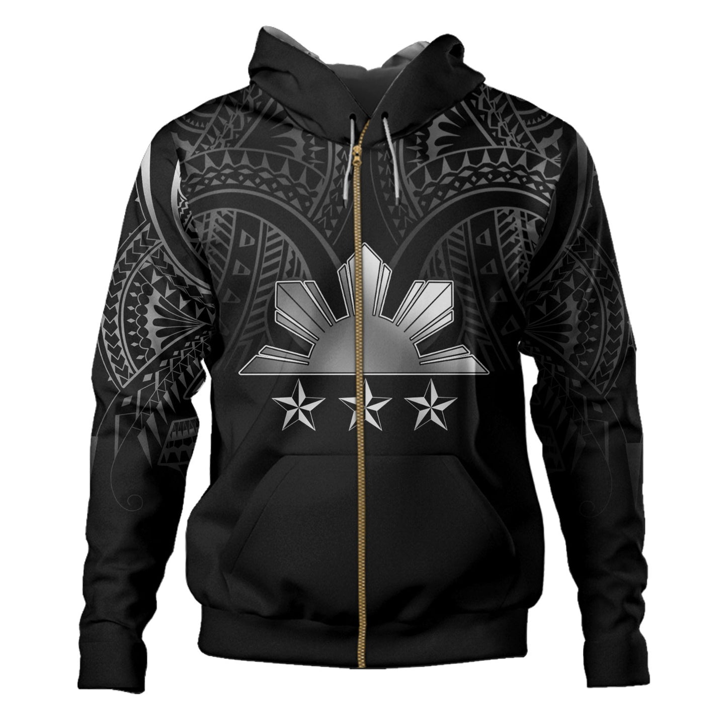 Philippines Filipinos Custom Personalised Hoodie Black Sun And Stars Tribal Tatau Design