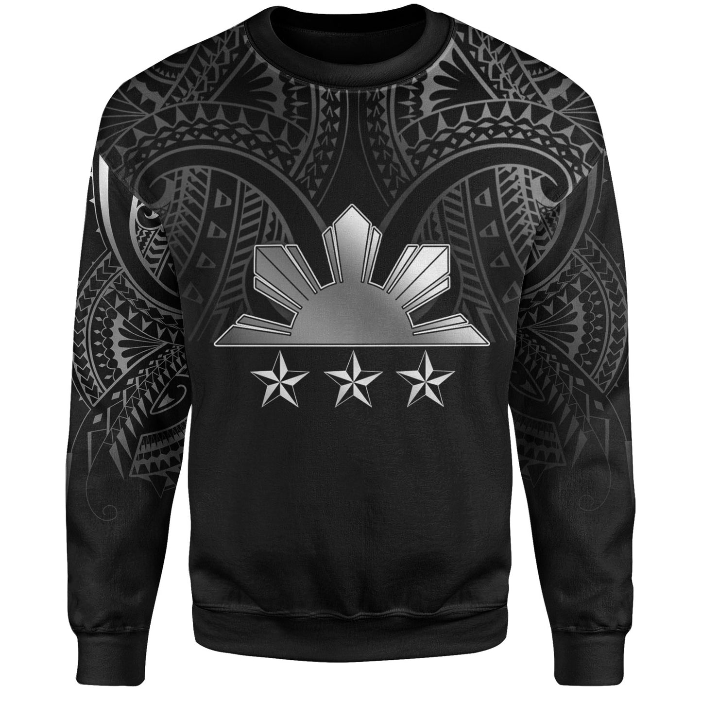 Philippines Filipinos Custom Personalised Sweatshirt Black Sun And Stars Tribal Tatau Design