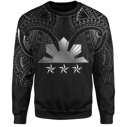 Philippines Filipinos Custom Personalised Sweatshirt Black Sun And Stars Tribal Tatau Design