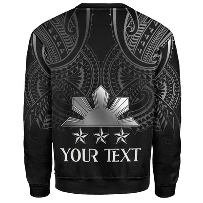 Philippines Filipinos Custom Personalised Sweatshirt Black Sun And Stars Tribal Tatau Design