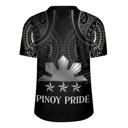 Philippines Filipinos Custom Personalised Rugby Jersey Black Sun And Stars Tribal Tatau Design