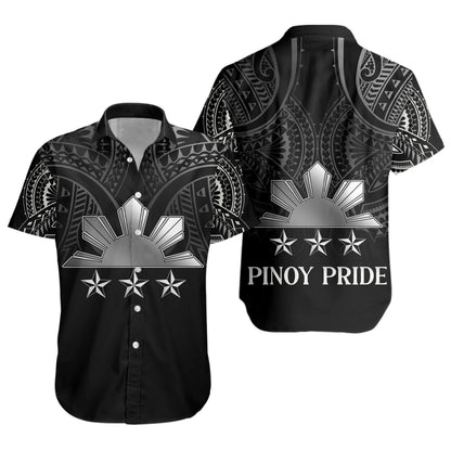 Philippines Filipinos Custom Personalised Short Sleeve Shirt Black Sun And Stars Tribal Tatau Design