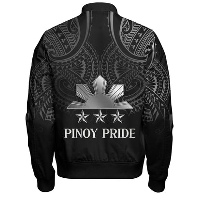 Philippines Filipinos Custom Personalised Bomber Jacket Black Sun And Stars Tribal Tatau Design