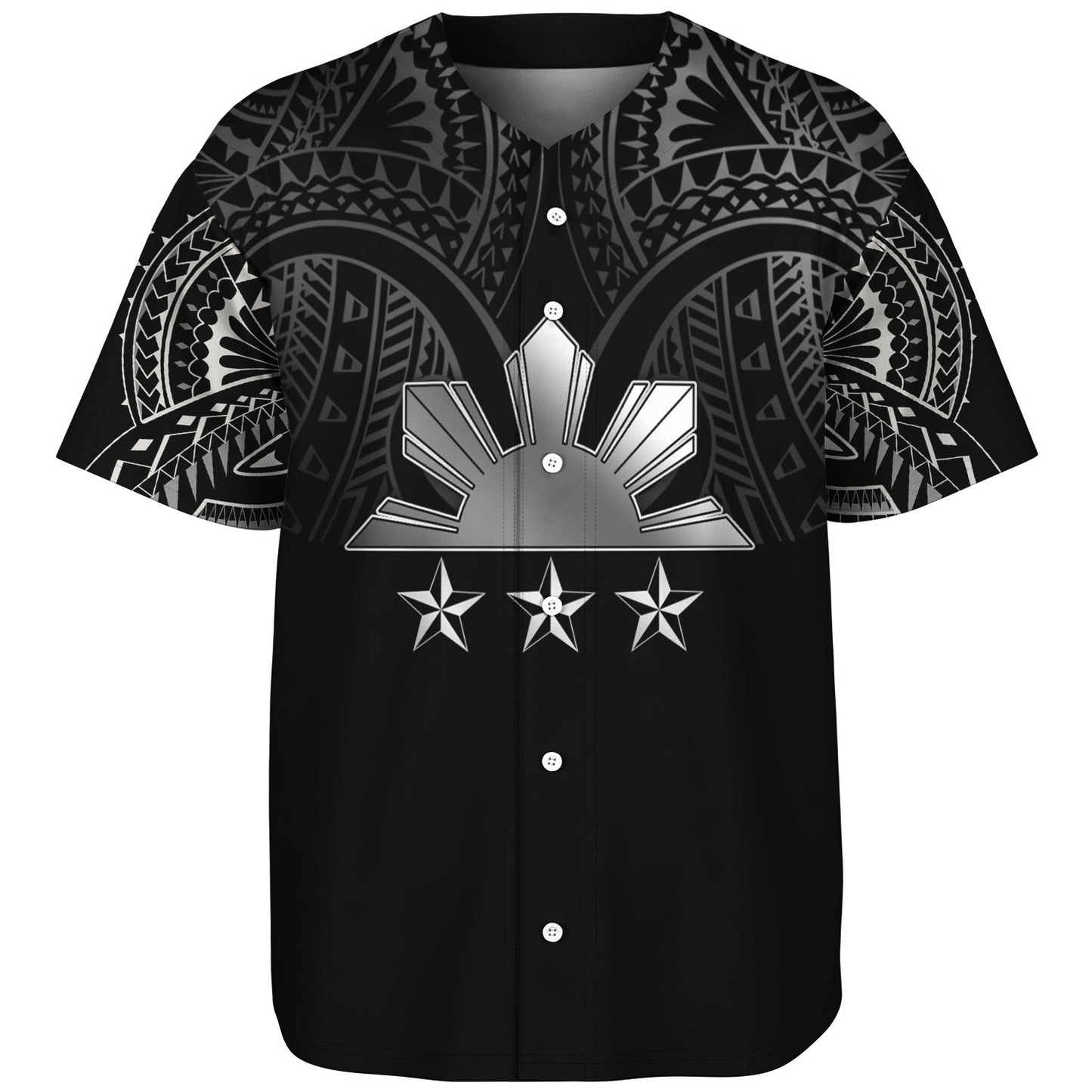 Philippines Filipinos Custom Personalised Baseball Shirt Black Sun And Stars Tribal Tatau Design
