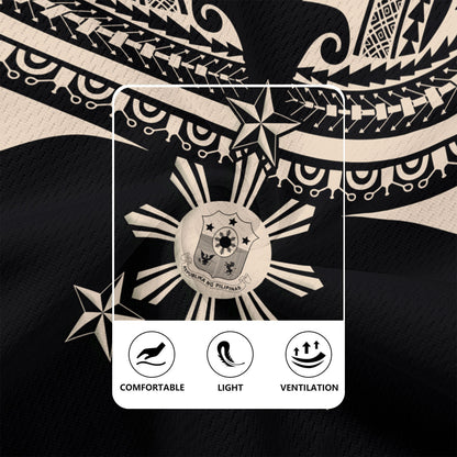 Philippines Filipinos Custom Personalised Rugby Jersey Filipinos Coat Of Arms Tribal Tattoo Style