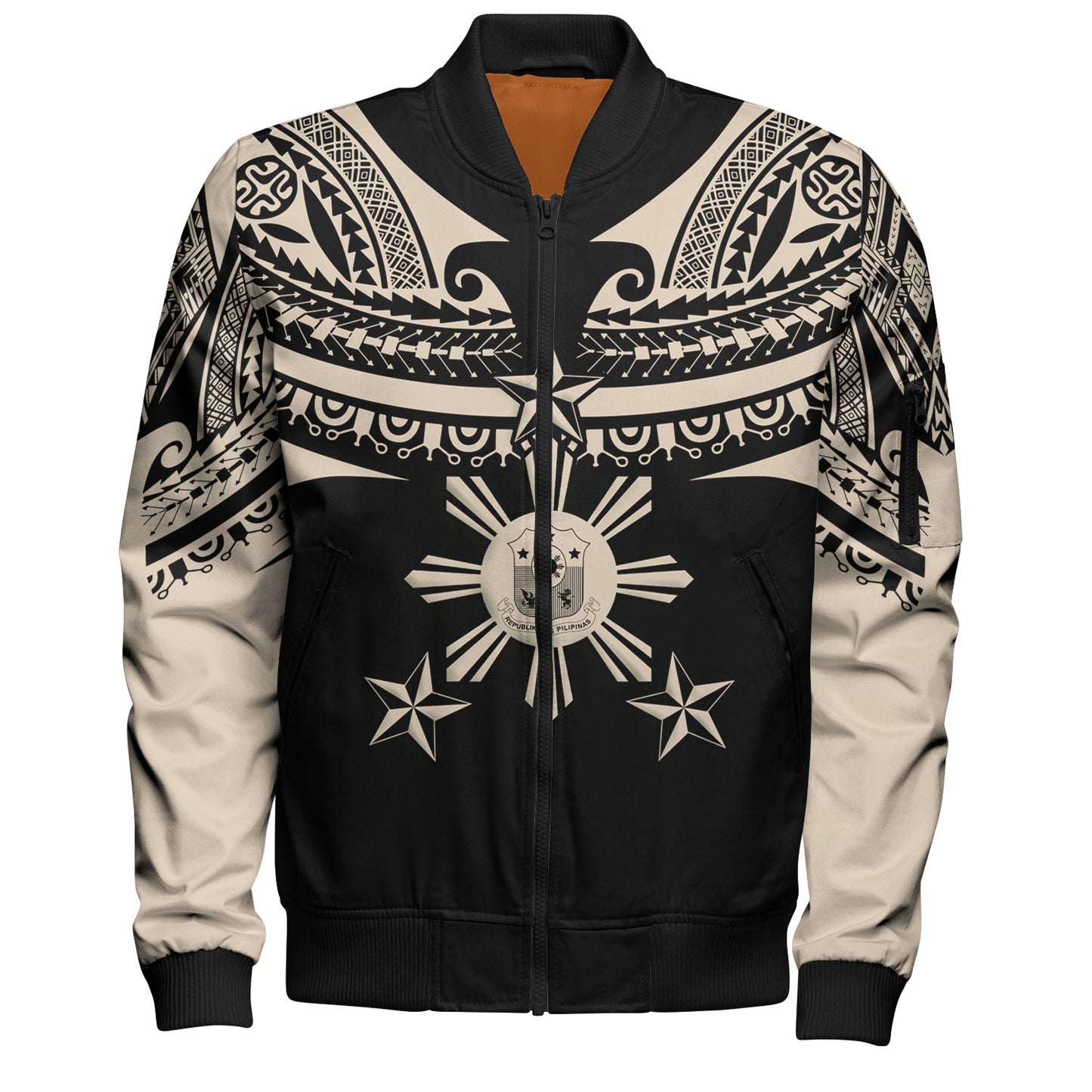 Philippines Filipinos Custom Personalised Bomber Jacket Filipinos Coat Of Arms Tribal Tattoo Style
