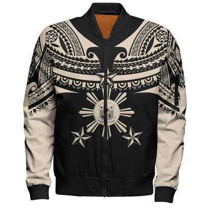 Philippines Filipinos Custom Personalised Bomber Jacket Filipinos Coat Of Arms Tribal Tattoo Style