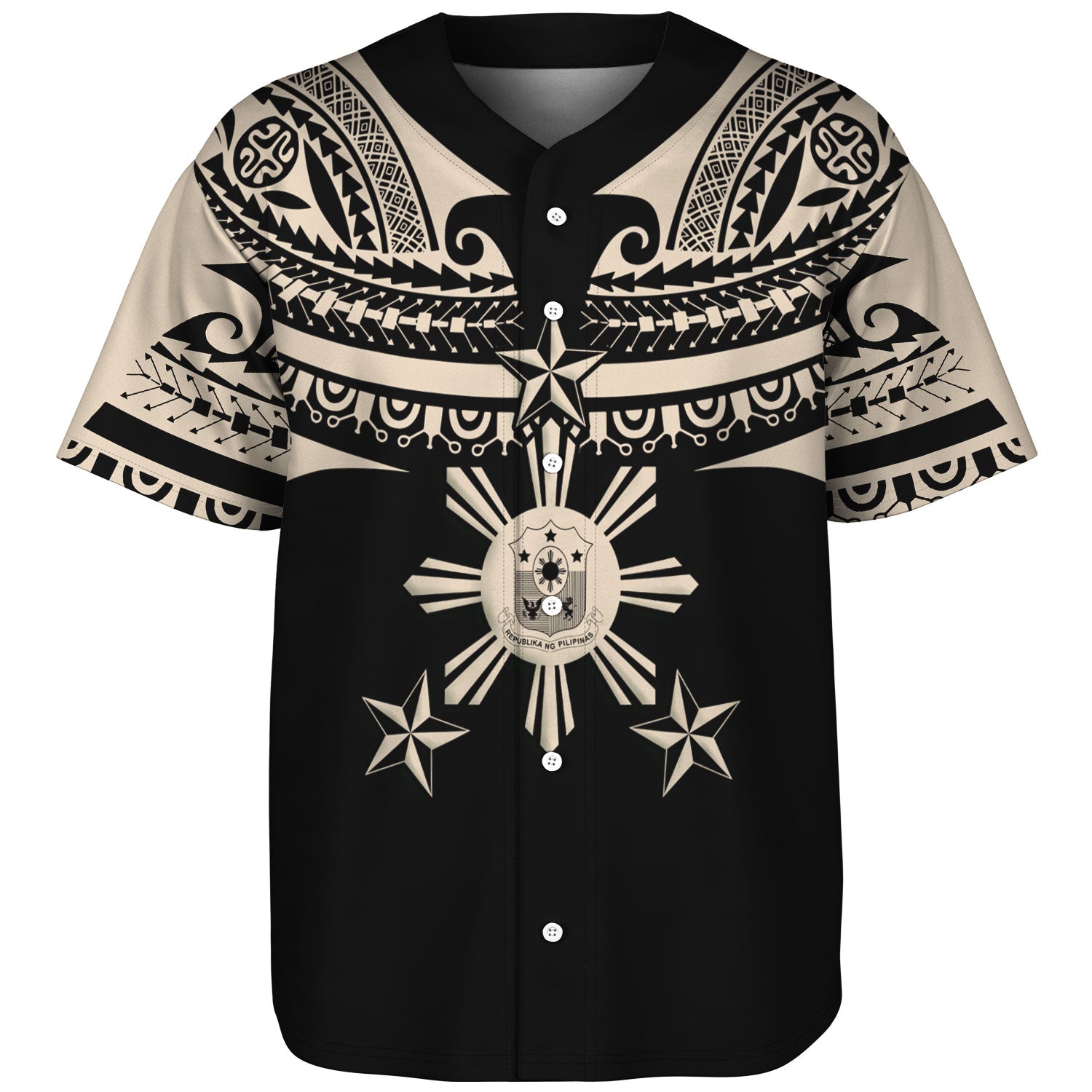 Philippines Filipinos Custom Personalised Baseball Shirt Filipinos Coat Of Arms Tribal Tattoo Style