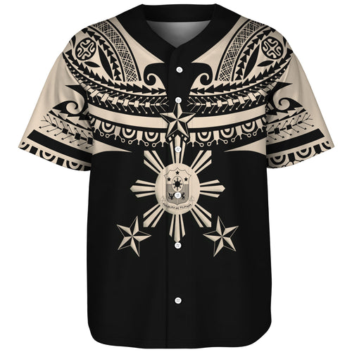 Philippines Filipinos Custom Personalised Baseball Shirt Filipinos Coat Of Arms Tribal Tattoo Style
