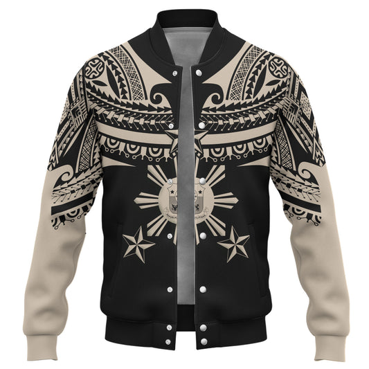 Philippines Filipinos Custom Personalised Baseball Jacket Filipinos Coat Of Arms Tribal Tattoo Style