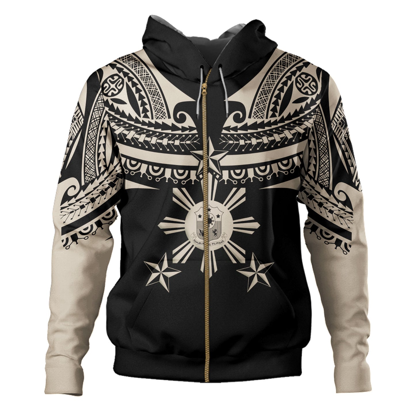 Philippines Filipinos Custom Personalised Hoodie Filipinos Coat Of Arms Tribal Tattoo Style