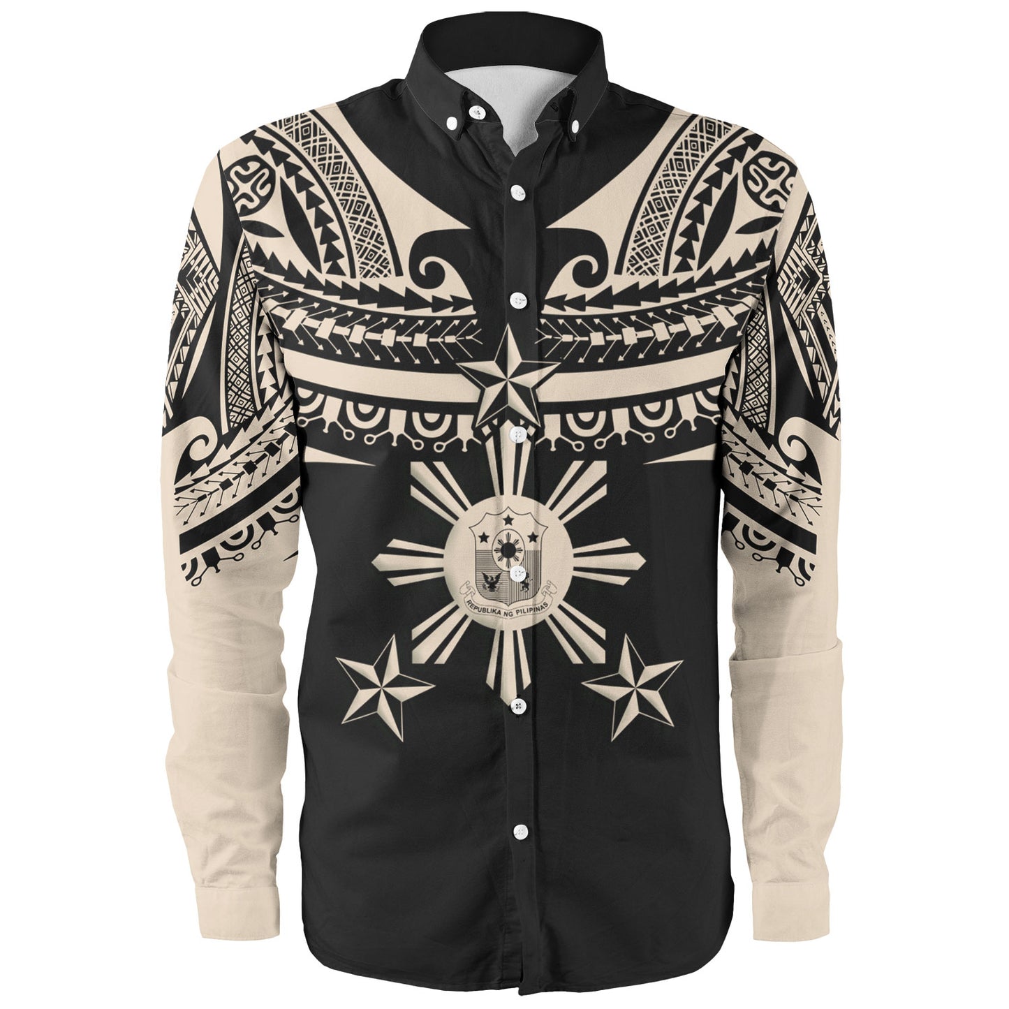 Philippines Filipinos Custom Personalised Long Sleeve Shirt Filipinos Coat Of Arms Tribal Tattoo Style
