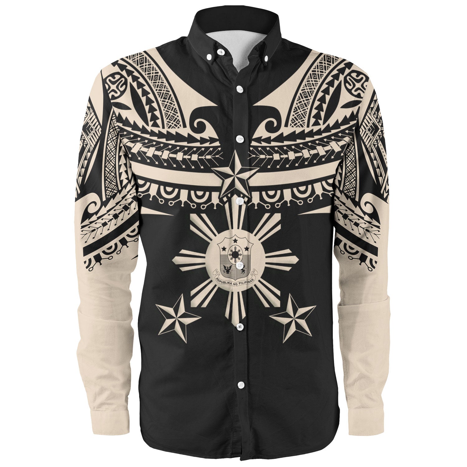 Philippines Filipinos Custom Personalised Long Sleeve Shirt Filipinos Coat Of Arms Tribal Tattoo Style