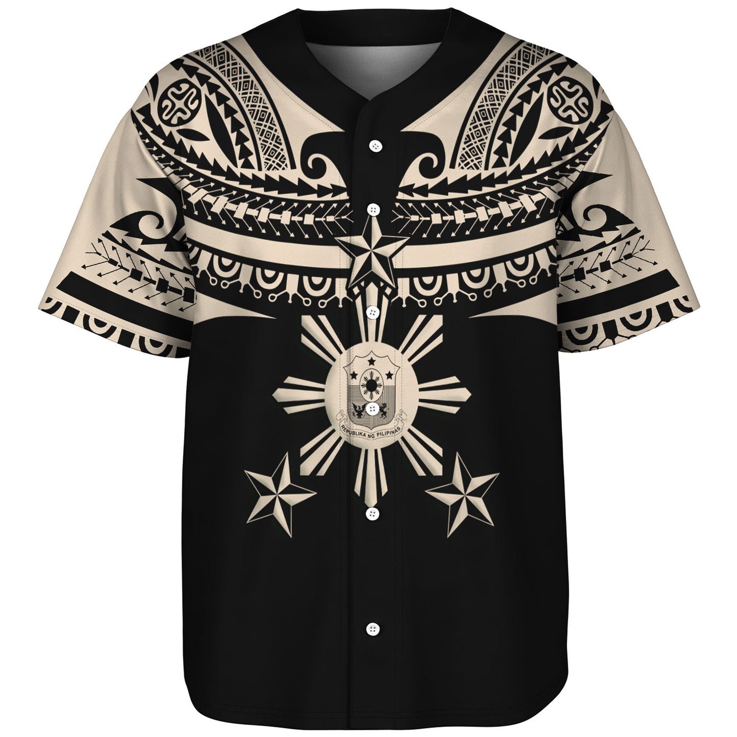 Philippines Filipinos Custom Personalised Baseball Shirt Filipinos Coat Of Arms Tribal Tattoo Style