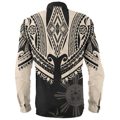 Philippines Filipinos Custom Personalised Long Sleeve Shirt Filipinos Coat Of Arms Tribal Tattoo Style