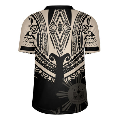 Philippines Filipinos Custom Personalised Rugby Jersey Filipinos Coat Of Arms Tribal Tattoo Style