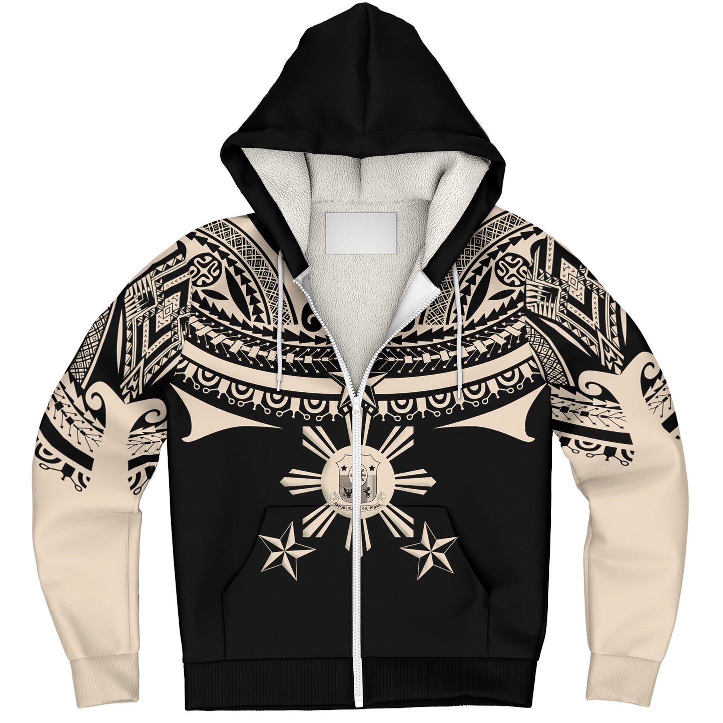 Philippines Filipinos Custom Personalised Sherpa Hoodie Filipinos Coat Of Arms Tribal Tattoo Style