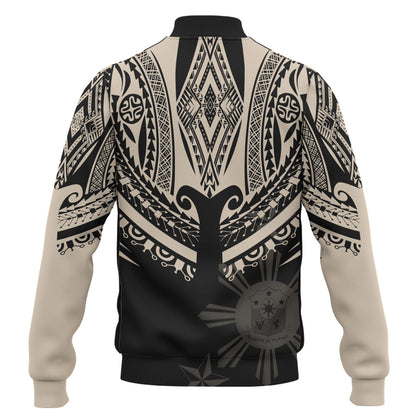 Philippines Filipinos Custom Personalised Baseball Jacket Filipinos Coat Of Arms Tribal Tattoo Style