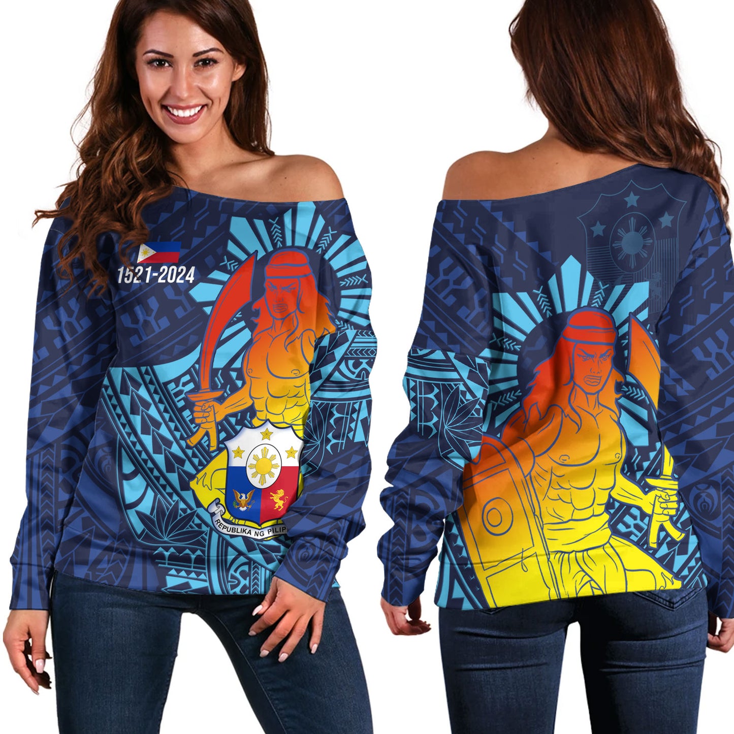 Philippines Filipinos Off Shoulder Sweatshirt King Lapu Lapu Special Style