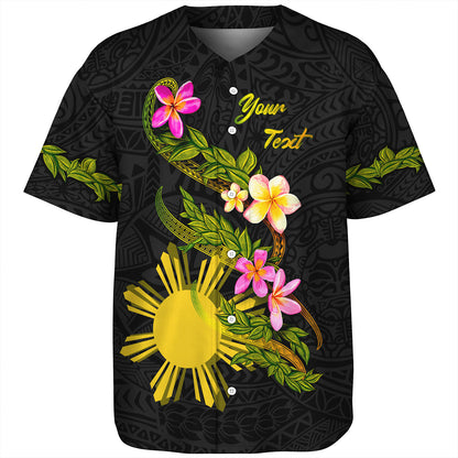 Philippines Filipinos Baseball Shirt Custom Plumeria Tribal