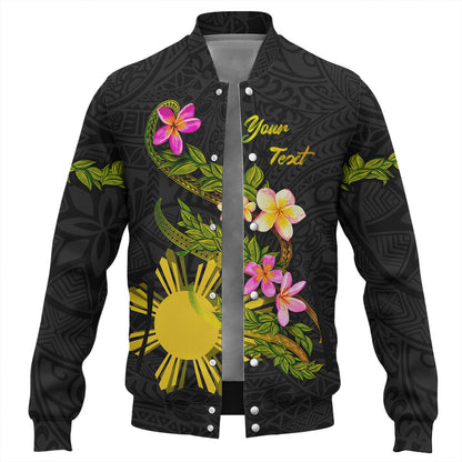 Philippines Filipinos Baseball Jacket Custom Plumeria Tribal