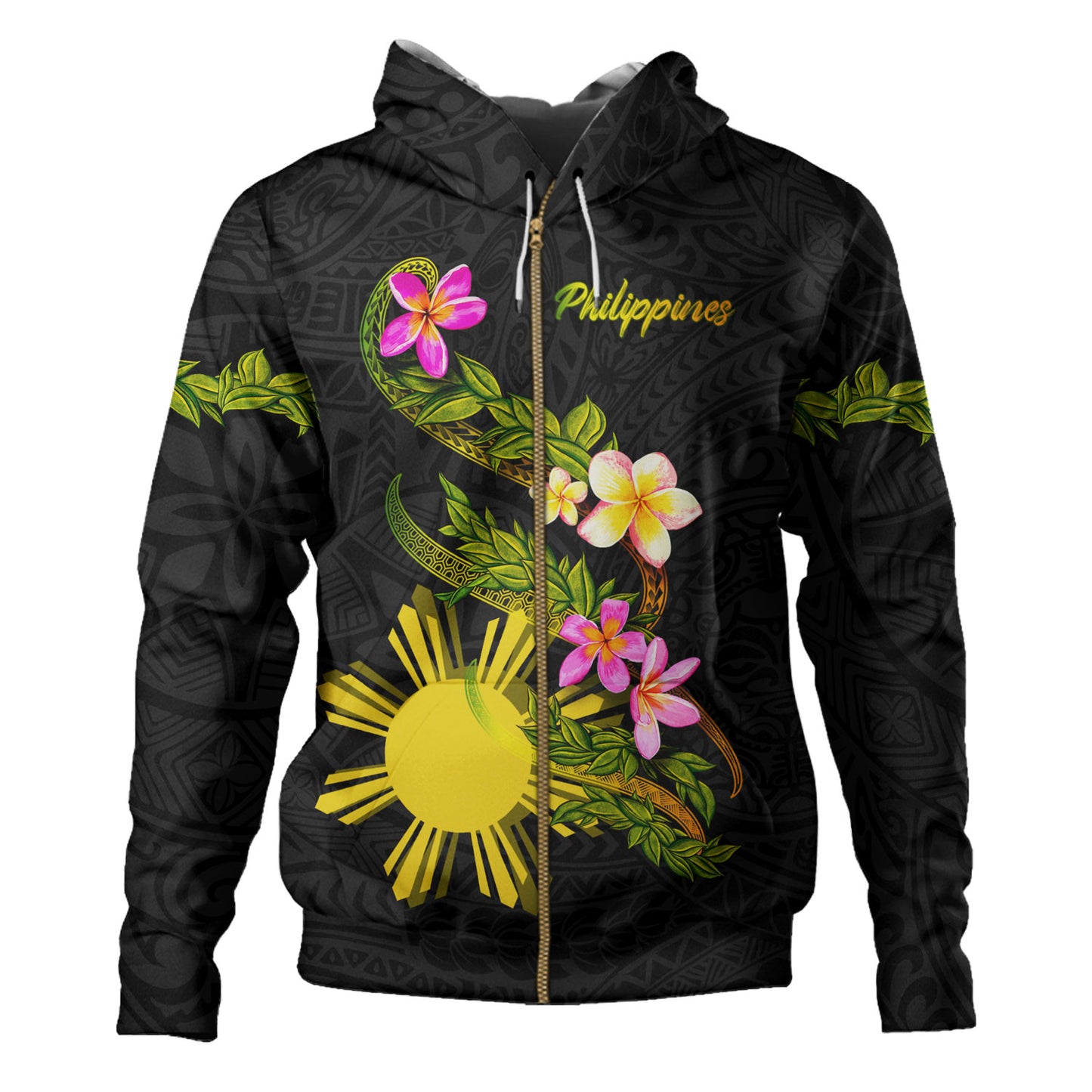 Philippines Filipinos Hoodie Custom Plumeria Tribal