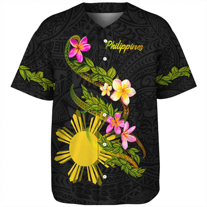 Philippines Filipinos Baseball Shirt Custom Plumeria Tribal