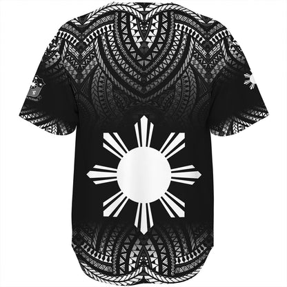 Philippines Filipinos Custom Personalised Baseball Shirt Filipino Black Fog Style